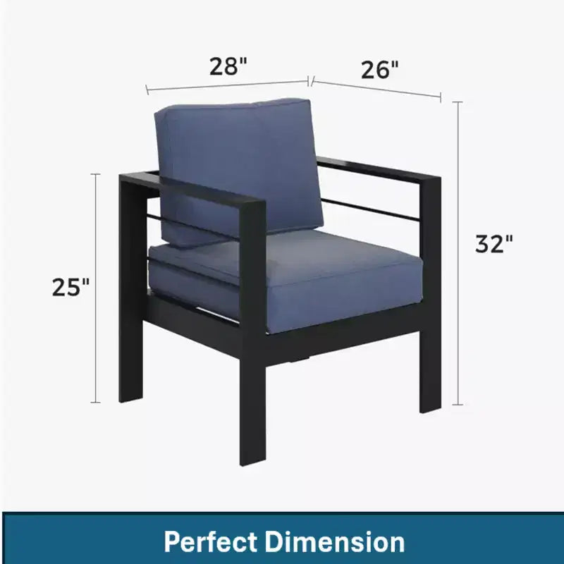 Lot de 2 fauteuils de terrasse en aluminium tout temps avec coussins épais