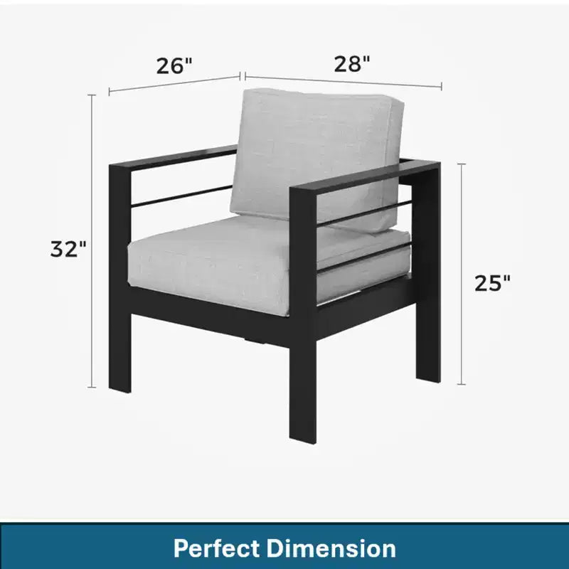 Lot de 2 fauteuils de terrasse en aluminium tout temps avec coussins épais