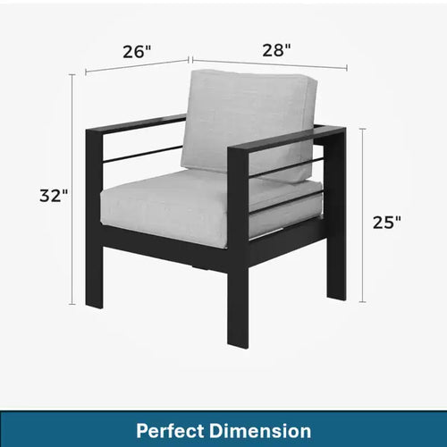 Lot de 2 fauteuils de terrasse en aluminium tout temps avec coussins épais