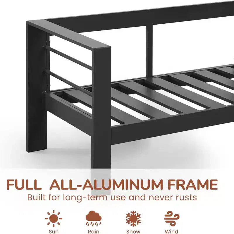 Lot de 2 fauteuils de terrasse en aluminium tout temps avec coussins épais