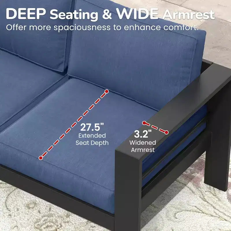 Lot de 2 fauteuils de terrasse en aluminium tout temps avec coussins épais