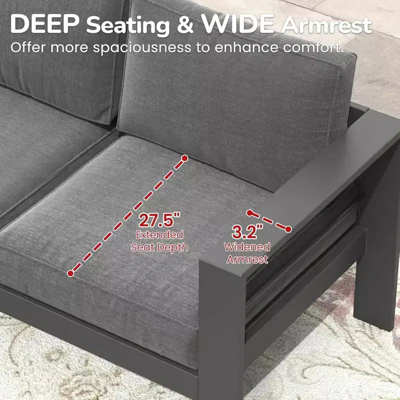 Lot de 2 fauteuils de terrasse en aluminium tout temps avec coussins épais