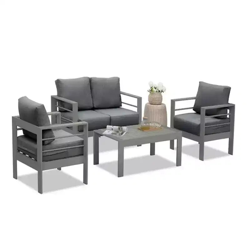 Lot de 2 fauteuils de terrasse en aluminium tout temps avec coussins épais