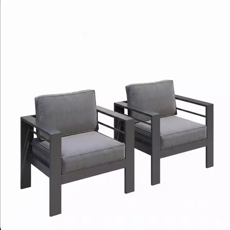 Lot de 2 fauteuils de terrasse en aluminium tout temps avec coussins épais
