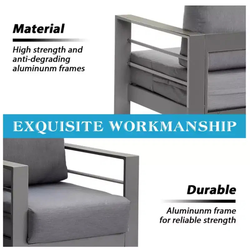 Lot de 2 fauteuils de terrasse en aluminium tout temps avec coussins épais