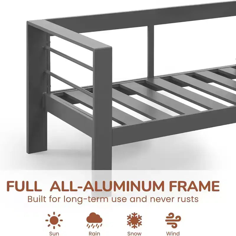 Lot de 2 fauteuils de terrasse en aluminium tout temps avec coussins épais