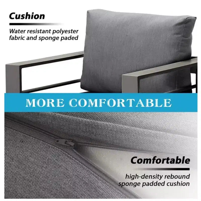 Lot de 2 fauteuils de terrasse en aluminium tout temps avec coussins épais