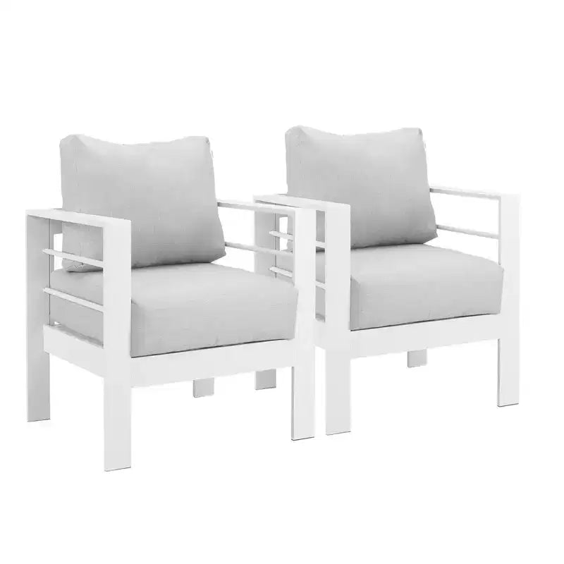 Lot de 2 fauteuils de terrasse en aluminium tout temps avec coussins épais