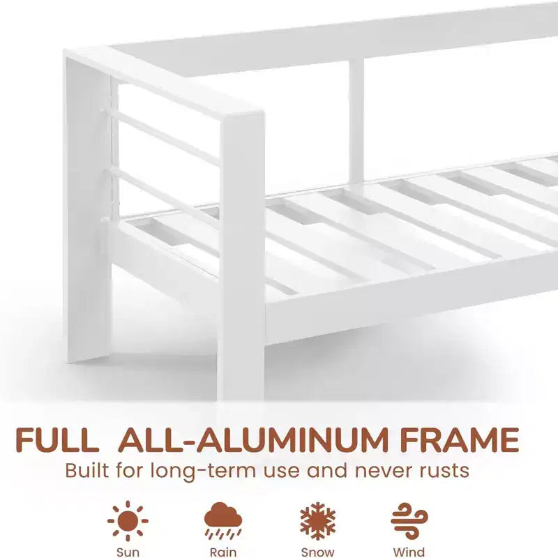 Lot de 2 fauteuils de terrasse en aluminium tout temps avec coussins épais