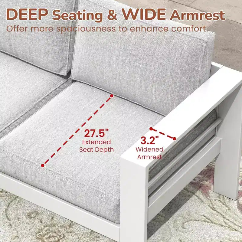 Lot de 2 fauteuils de terrasse en aluminium tout temps avec coussins épais