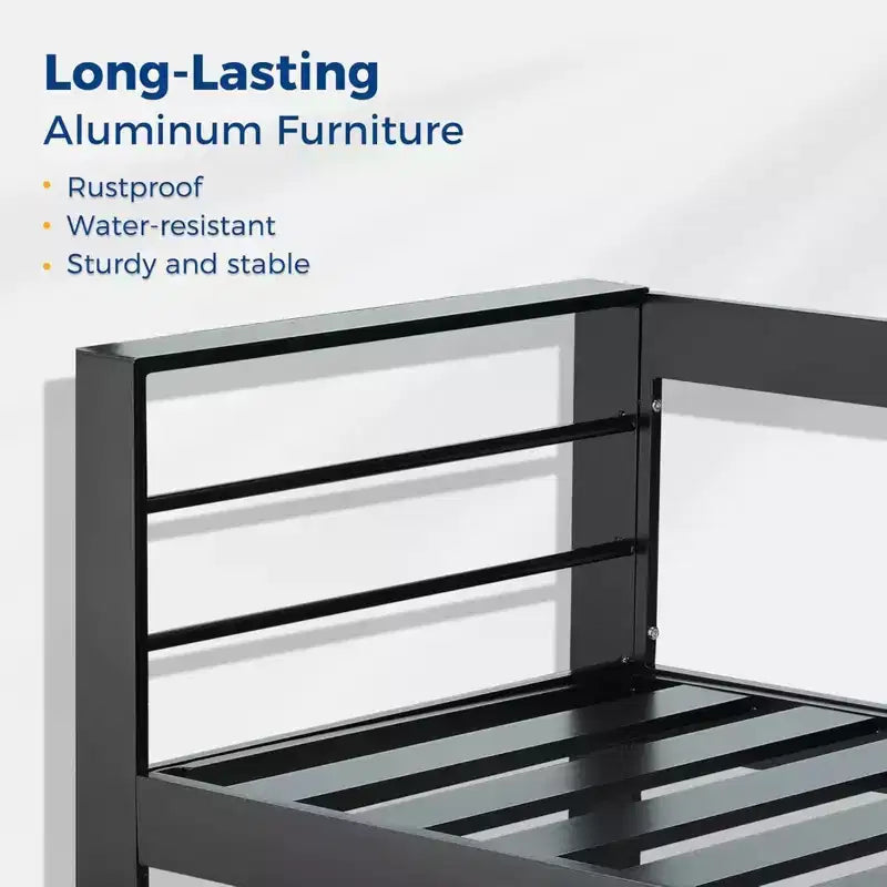 Lot de 2 fauteuils de terrasse en aluminium tout temps avec coussins épais