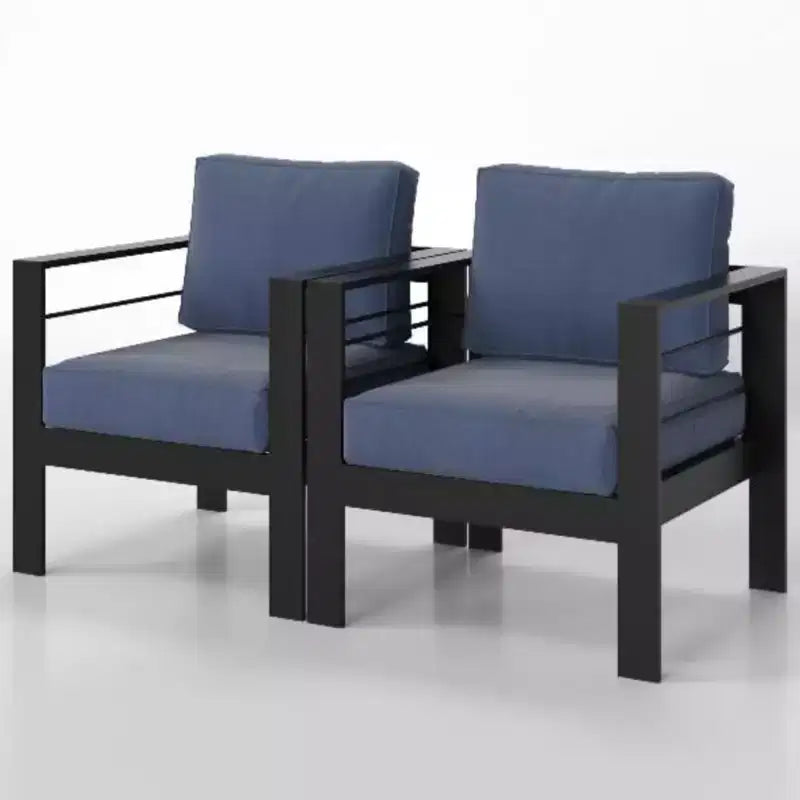 Lot de 2 fauteuils de terrasse en aluminium tout temps avec coussins épais