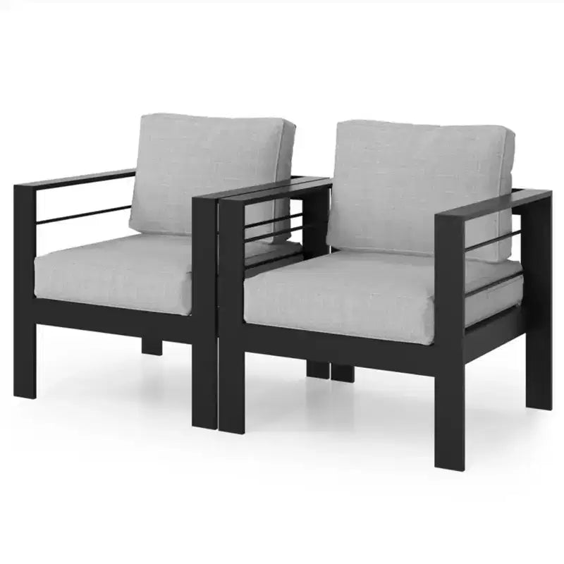 2-Pack 28 All-Weather Aluminum Patio Armchairs with Thick Cushions