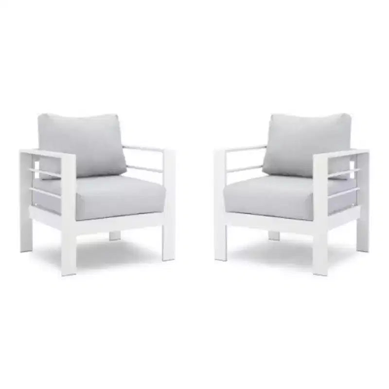 Lot de 2 fauteuils de terrasse en aluminium tout temps avec coussins épais