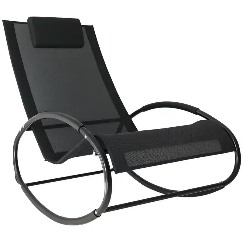 Zero Gravity Rocking Lounge Chair Patio Pool Chaise Recliner with Removable Pillow