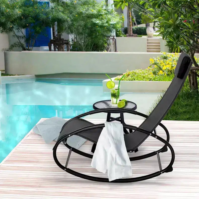 Chaise longue transat zéro gravité pour piscine et terrasse avec oreiller amovible
