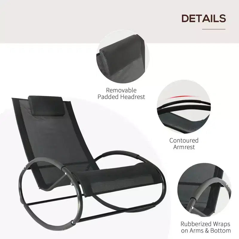 Chaise longue transat zéro gravité pour piscine et terrasse avec oreiller amovible