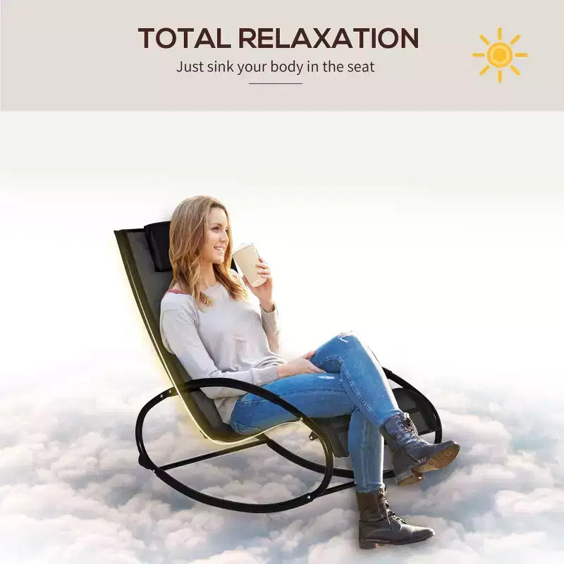 Chaise longue transat zéro gravité pour piscine et terrasse avec oreiller amovible