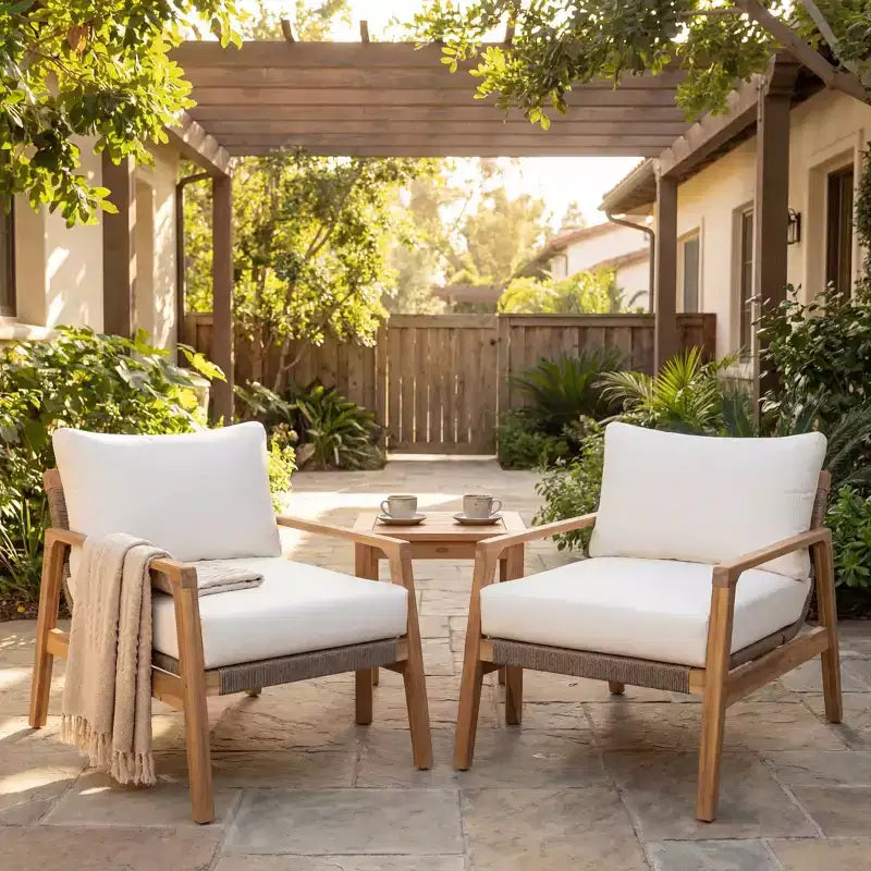 Christopher Knight Home Vincent Modern Outdoor Acacia Wood & Rope Weave Club Chair With Cushion