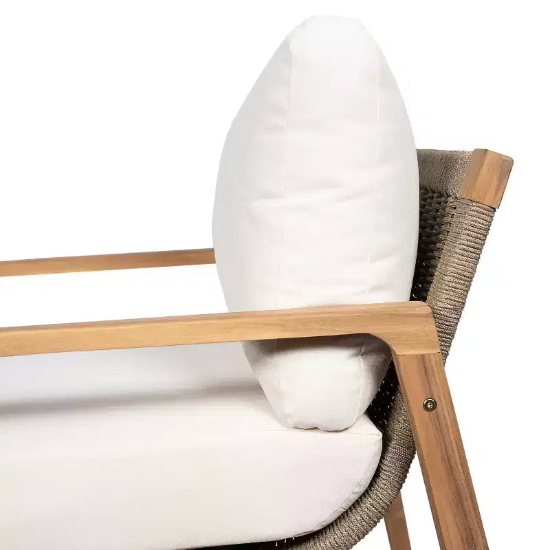Christopher Knight Home Vincent Fauteuil club moderne d'extérieur en bois d'acacia et corde tressée avec coussin