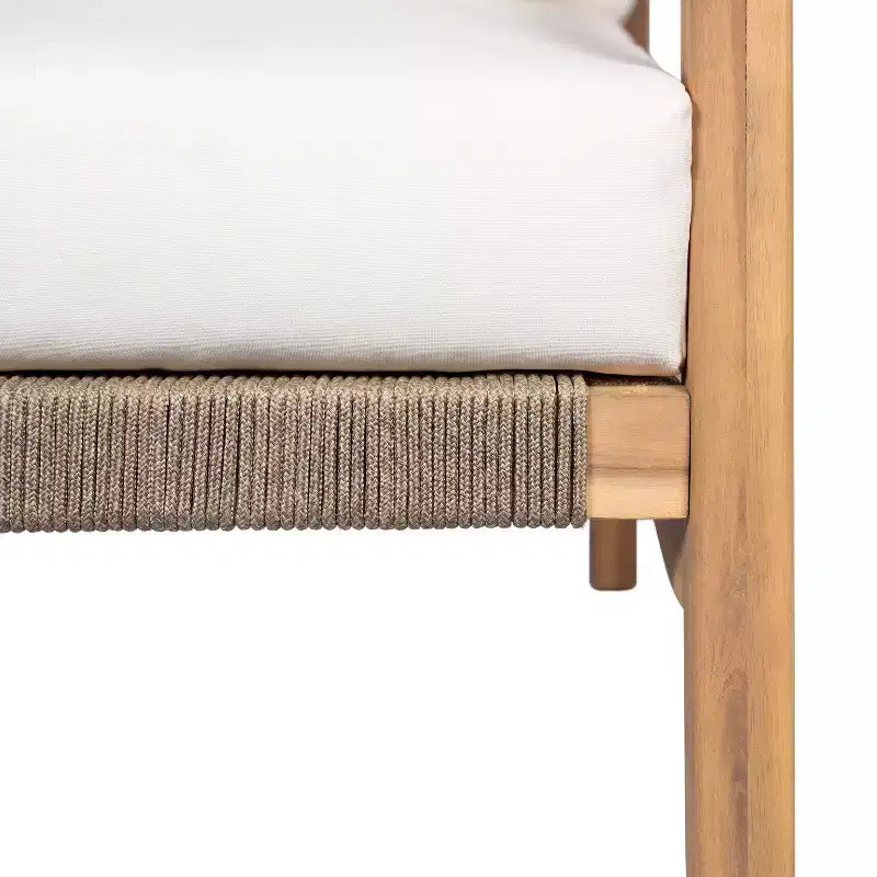 Christopher Knight Home Vincent Fauteuil club moderne d'extérieur en bois d'acacia et corde tressée avec coussin