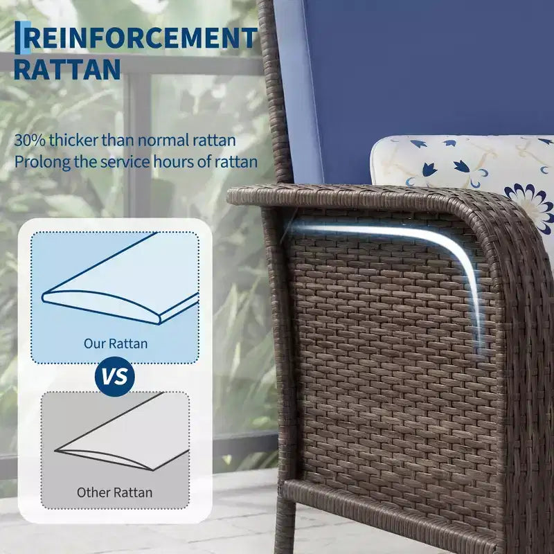 Acekool Lot de 2 chaises longues en rotin, fauteuils de jardin à dossier haut avec coussins épais, pour véranda, terrasse, jardin