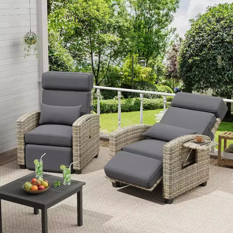 Chaise de bar Acekool en rotin PE avec coussin, assise intérieure avec cadre en fer, pour îlot de cuisine et comptoir de bar, rotin gris et blanc