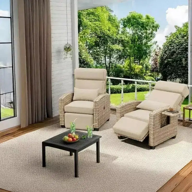Chaise de bar Acekool en rotin PE avec coussin, assise intérieure avec cadre en fer, pour îlot de cuisine et comptoir de bar, rotin gris et blanc