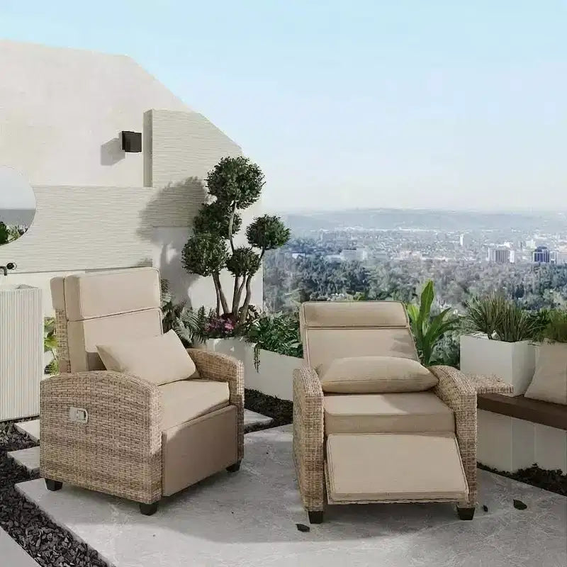 Chaise de bar Acekool en rotin PE avec coussin, assise intérieure avec cadre en fer, pour îlot de cuisine et comptoir de bar, rotin gris et blanc