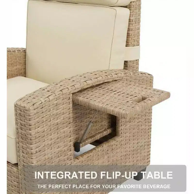 Chaise de bar Acekool en rotin PE avec coussin, assise intérieure avec cadre en fer, pour îlot de cuisine et comptoir de bar, rotin gris et blanc