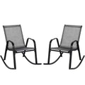 Costway 2pcs Patio Rocking Chair Heavy-Duty Metal Rocker Outdoor Anti-Slip Gray