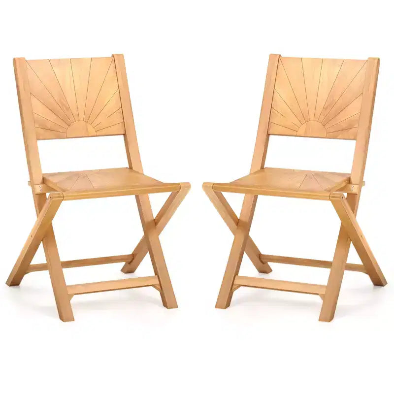 Costway Lot de 4 chaises de jardin pliantes avec dossier incliné en bois de teck pour l'extérieur