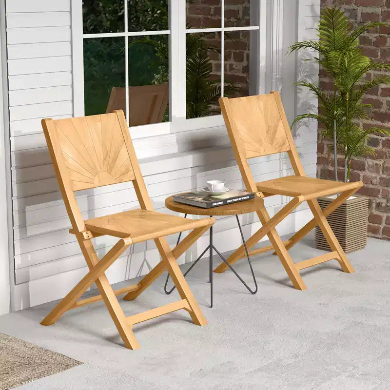 Costway Lot de 4 chaises de jardin pliantes avec dossier incliné en bois de teck pour l'extérieur