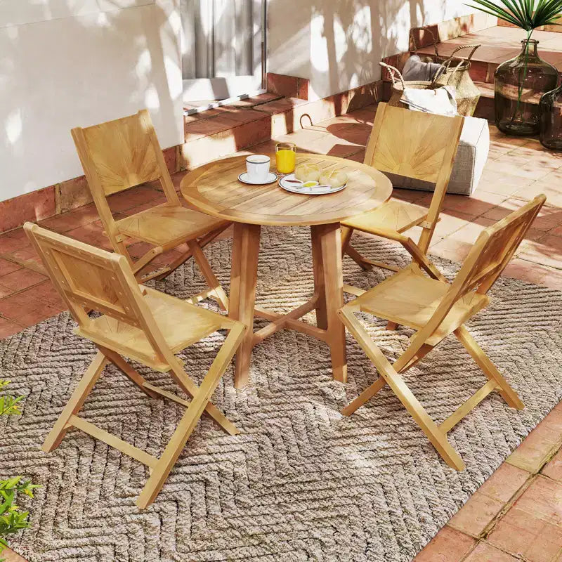 Costway Lot de 4 chaises de jardin pliantes avec dossier incliné en bois de teck pour l'extérieur