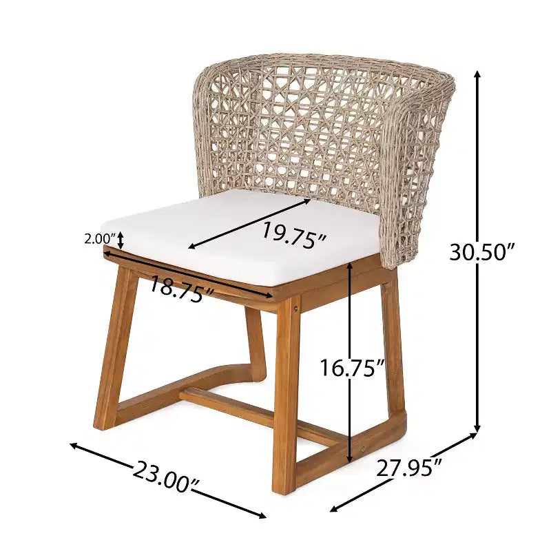 Ensemble de salle à manger d'extérieur moderne 5 pièces Christopher Knight Home Danio en bois d'acacia avec table à lattes et dossier en osier