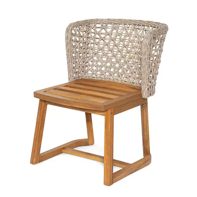 Ensemble de salle à manger d'extérieur moderne 5 pièces Christopher Knight Home Danio en bois d'acacia avec table à lattes et dossier en osier