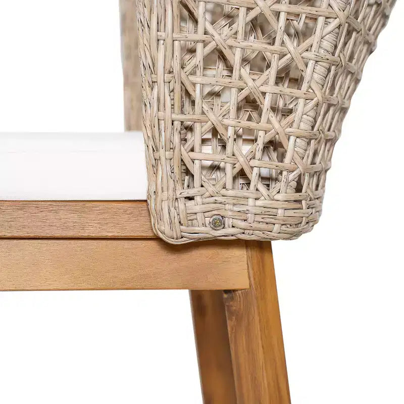 Ensemble de salle à manger d'extérieur moderne 5 pièces Christopher Knight Home Danio en bois d'acacia avec table à lattes et dossier en osier