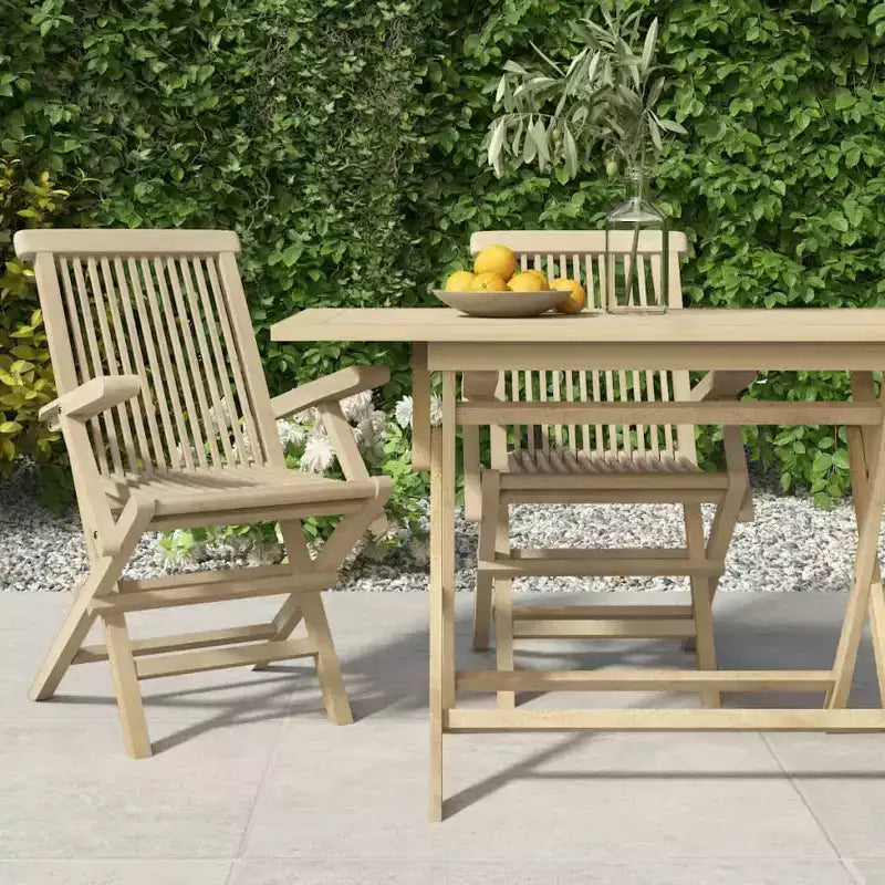 vidaXL Lot de 4 chaises de jardin pliantes en bois de teck massif Standard