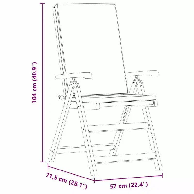 vidaXL Chaises de jardin 4 pcs et 57 x 71,5 x 104 cm
