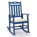 VINGLI Outdoor Rocking Chair, Heavy Duty 450 lbs Poplar Wooden Rocking Chair with High Backrest Design, Come with a Cushion