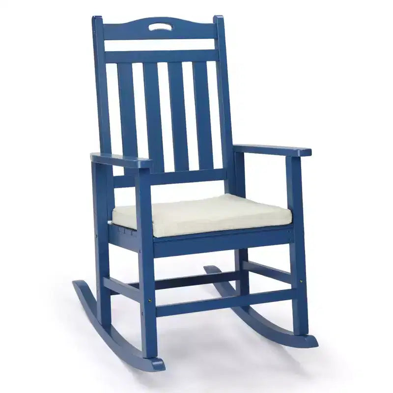 VINGLI Outdoor Rocking Chair, Heavy Duty 450 lbs Poplar Wooden Rocking Chair with High Backrest Design, Come with a Cushion
