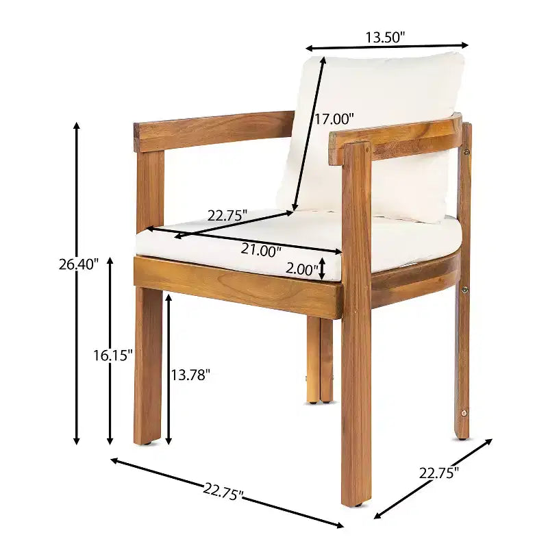 Christopher Knight Home Custi Ensemble de salle à manger moderne de 7 pièces en acacia pour patio avec table à lattes extensible et coussins