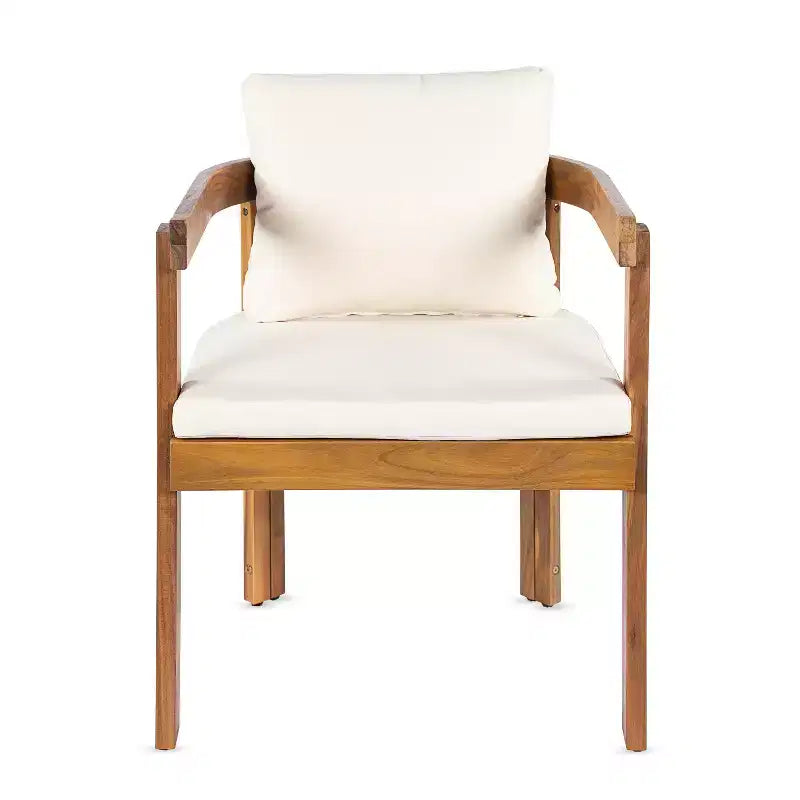 Christopher Knight Home Custi Ensemble de salle à manger moderne de 7 pièces en acacia pour patio avec table à lattes extensible et coussins