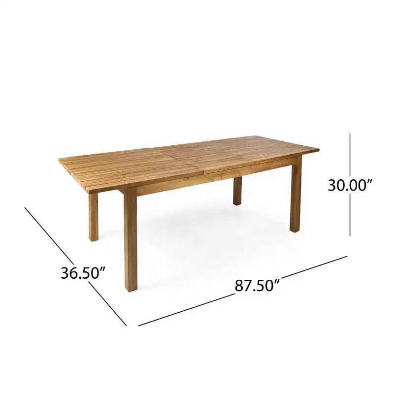 Christopher Knight Home Custi Ensemble de salle à manger moderne de 7 pièces en acacia pour patio avec table à lattes extensible et coussins