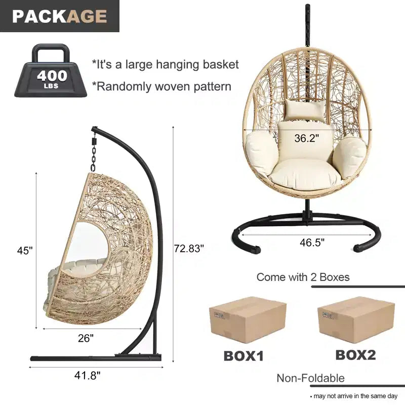 GDFStudio Olufemi Chaise balançoire d'extérieur moderne en métal et résine tressée avec coussin