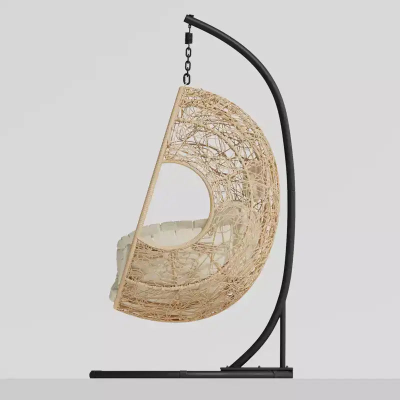 GDFStudio Olufemi Chaise balançoire d'extérieur moderne en métal et résine tressée avec coussin
