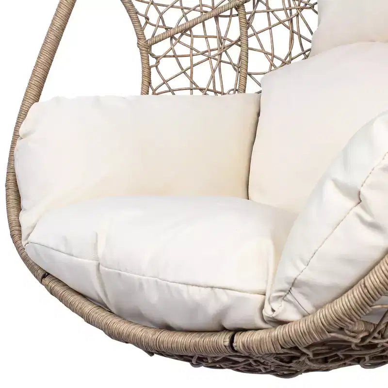 GDFStudio Olufemi Chaise balançoire d'extérieur moderne en métal et résine tressée avec coussin