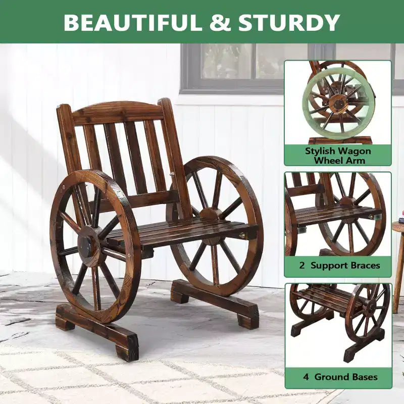 Karl Home | Chaise de salle à manger d'extérieur en bois massif inspirée d'un chariot