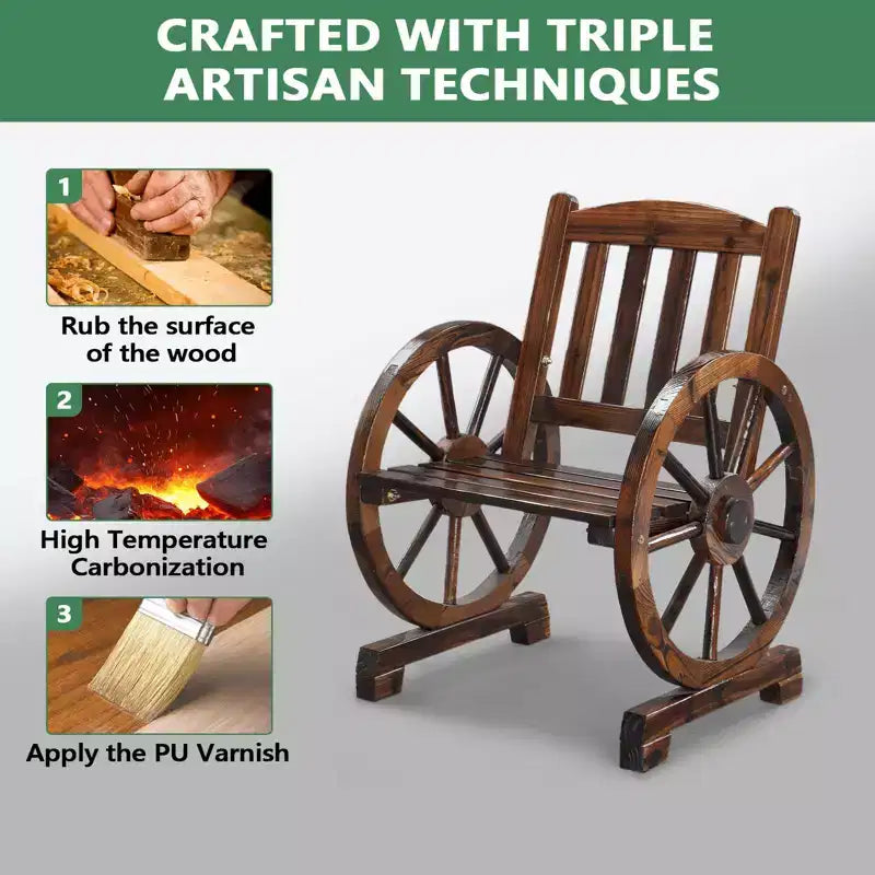 Karl Home | Chaise de salle à manger d'extérieur en bois massif inspirée d'un chariot