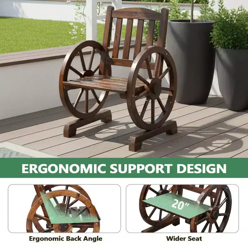 Karl Home | Chaise de salle à manger d'extérieur en bois massif inspirée d'un chariot